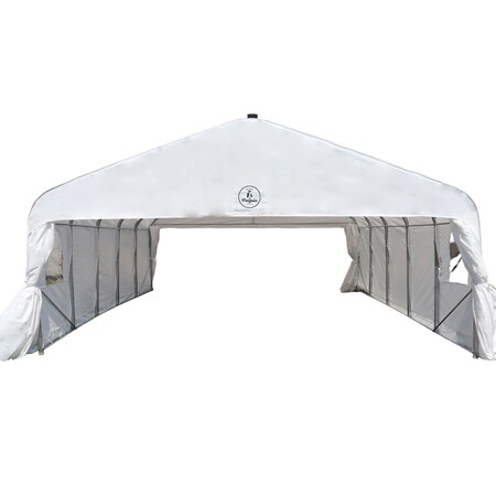Gazebo Penguin Deluxe Double Car Shelter 18 ft x 20 ft. CO18X20FF-200-WHI